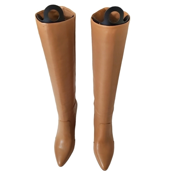 BCBGMAXAZARIA Rachel Knee High Wedge Leather Boots 7B/37 New In Box - Picture 1 of 9